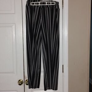 Ashley Blue black white striped  wide leg pants  Sz XL